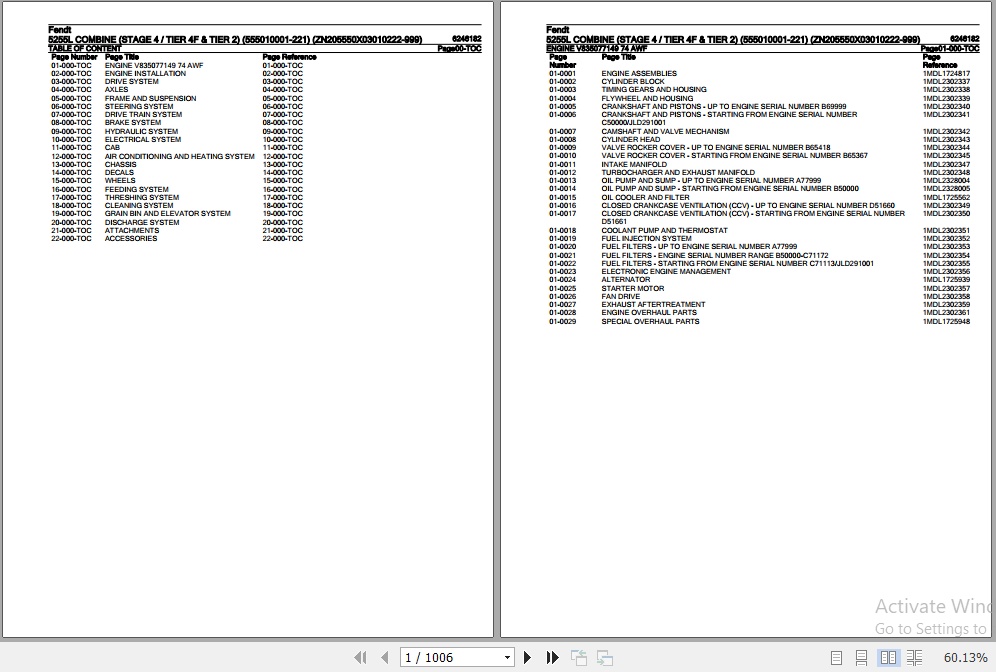Fendt Combine 5255L Parts Catalog 6246182 03.2019 1
