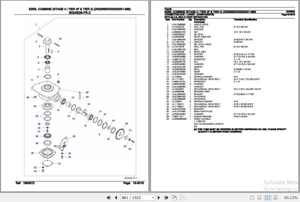 Fendt Combine 5255L Parts Catalog 6246522 07.2019 3