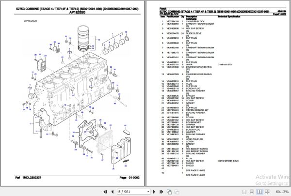 Fendt Combine 5275C Parts Catalog 6246184 06.2020 2