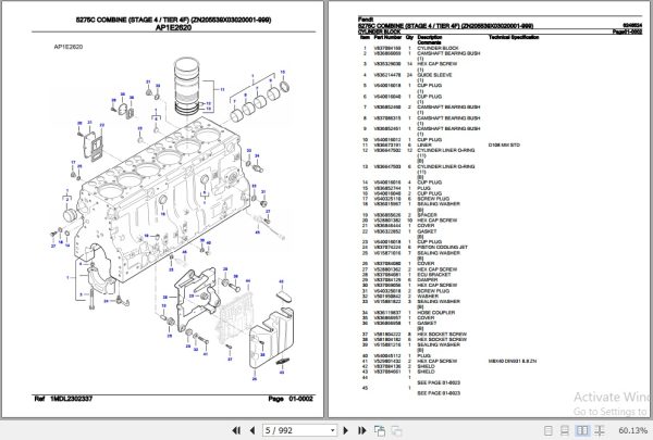 Fendt Combine 5275C Parts Catalog 6246524 06.2020 2