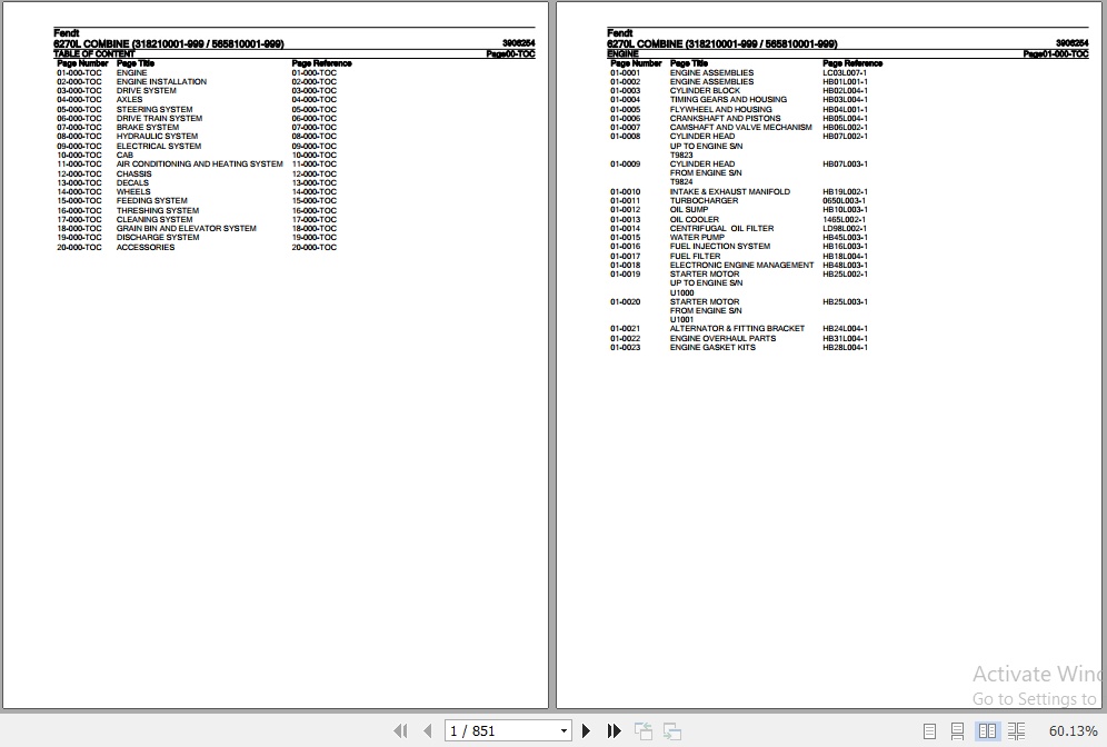Fendt Combine 6270L Parts Catalog 3906254 07.2019 1