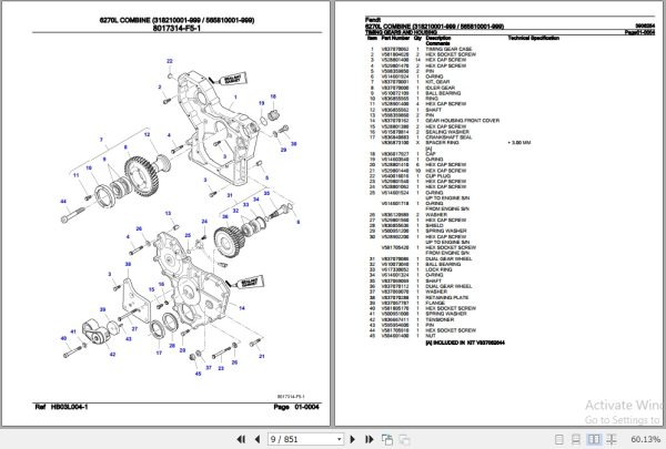 Fendt Combine 6270L Parts Catalog 3906254 07.2019 2