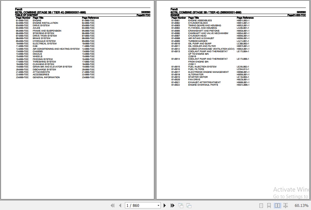 Fendt Combine 6275L Parts Catalog 3906390 03.2019 1