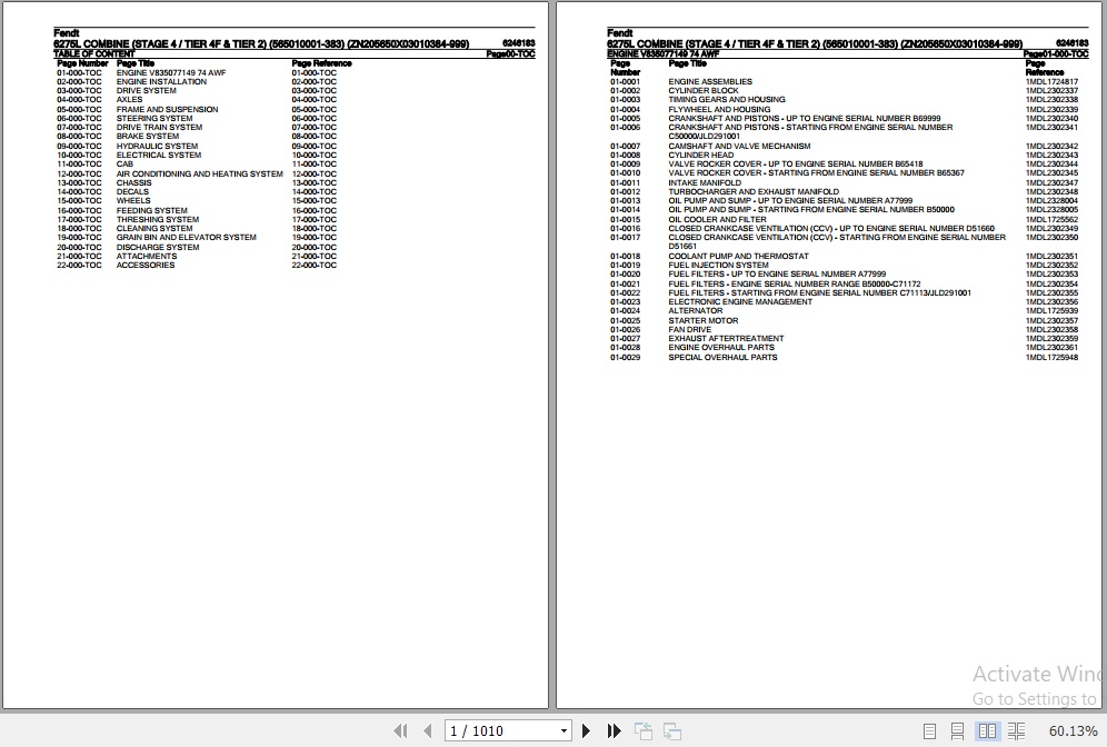 Fendt Combine 6275L Parts Catalog 6246183 03.2019 1
