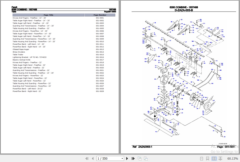 Fendt Combine 6280 Parts Catalog 1637488 07.2005 1