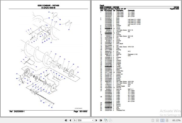 Fendt Combine 6280 Parts Catalog 1637488 07.2005 2