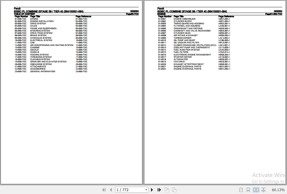 Fendt Combine 6335C PL Parts Catalog 3906394 03.2019 1