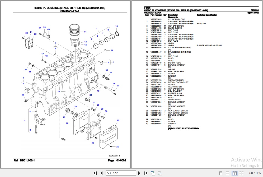 Fendt Combine 6335C PL Parts Catalog 3906394 03.2019 2