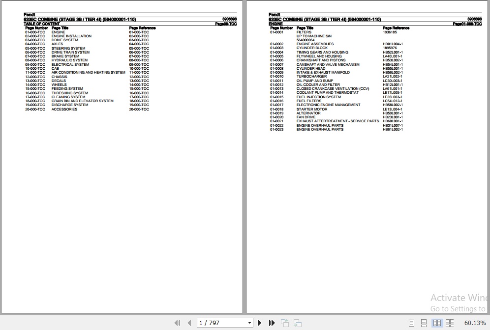 Fendt Combine 6335C Parts Catalog 3906393 08.2020 1