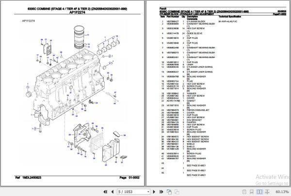 Fendt Combine 6335C Parts Catalog 6246526 08.2020 2