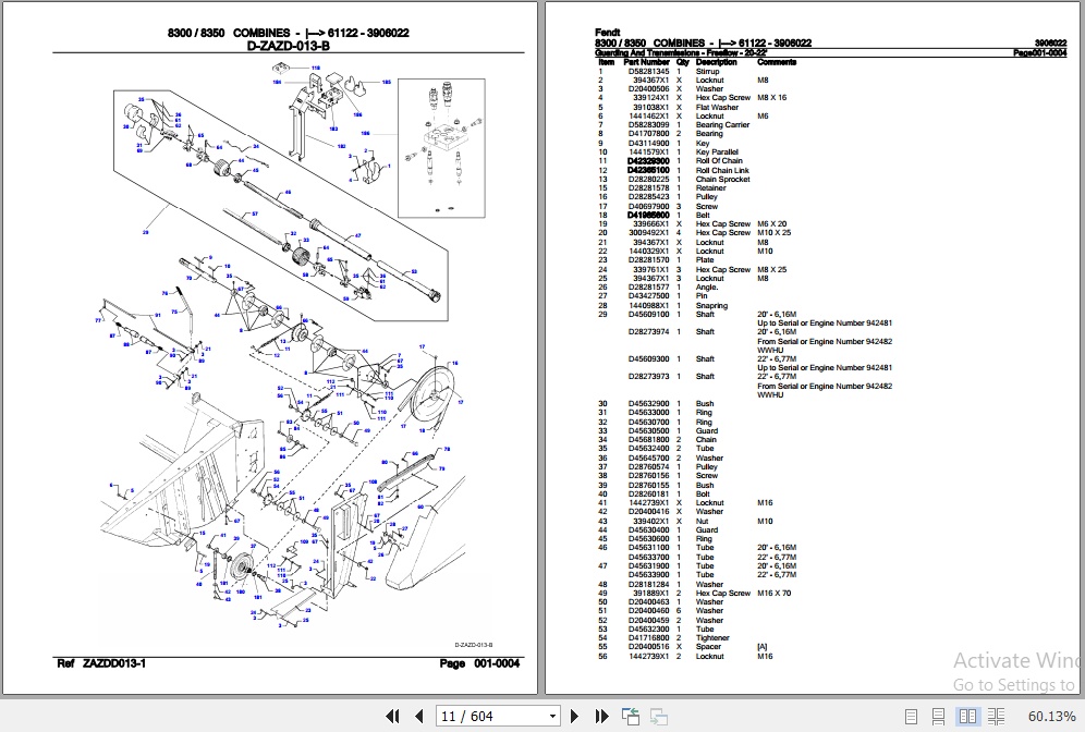 Fendt Combine 8300 8350 Parts Catalog 3906022 03.2010 2