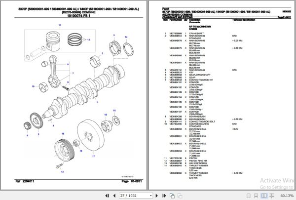 Fendt Combine 8370P 8400P Parts Catalog 3906262 05.2020 3