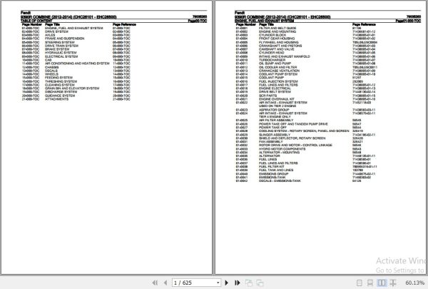Fendt Combine 9390R Parts Catalog 79035263 2012 2014 1