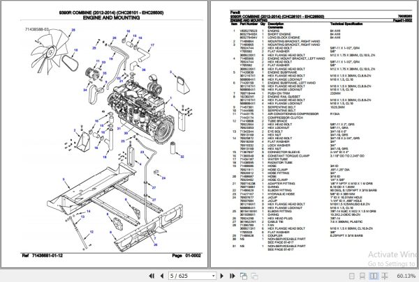 Fendt Combine 9390R Parts Catalog 79035263 2012 2014 2