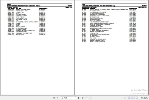 Fendt Combine 9490X Parts Catalog 6246078 07.2020 1