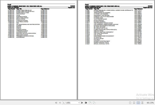 Fendt Combine 9490X Parts Catalog 6246236 07.2020 1