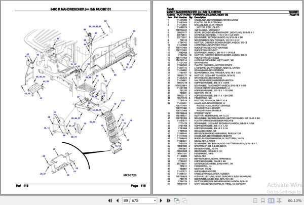 Fendt Combine Harvester 9460 R Parts Catalog 79033851 07.2011 DE 3