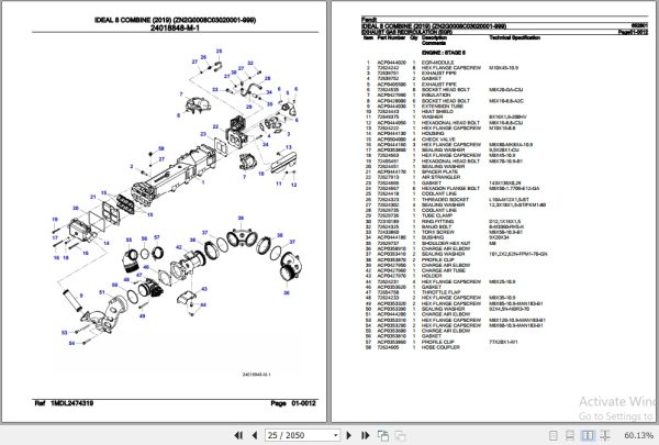 Fendt Combine Ideal 8 Parts Catalog 652801 2019 2