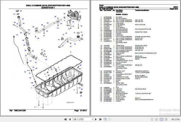 Fendt Combine Ideal 9 Parts Catalog 652244 2018 2