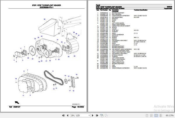 Fendt Harvesting Cornflow Header 670F 675F Parts Catalog 3906446 11.2018 2
