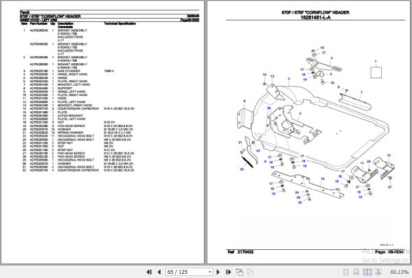 Fendt Harvesting Cornflow Header 670F 675F Parts Catalog 3906446 11.2018 3