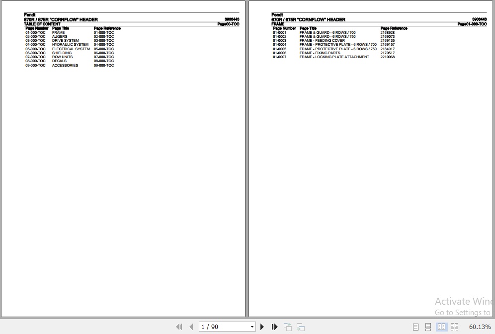 Fendt Harvesting Cornflow Header 670R 675R Parts Catalog 3906443 11.2018 1