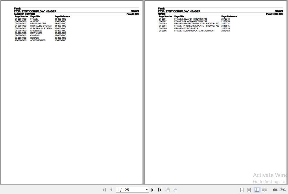 Fendt Harvesting Cornflow Header 870F 875F Parts Catalog 3906452 11.2018 1