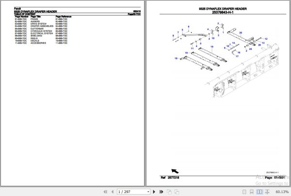 Fendt Harvesting Dynaflex Draper Header 9325 Parts Catalog 652415 10.2020 1