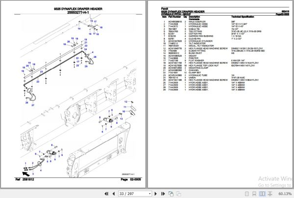 Fendt Harvesting Dynaflex Draper Header 9325 Parts Catalog 652415 10.2020 2