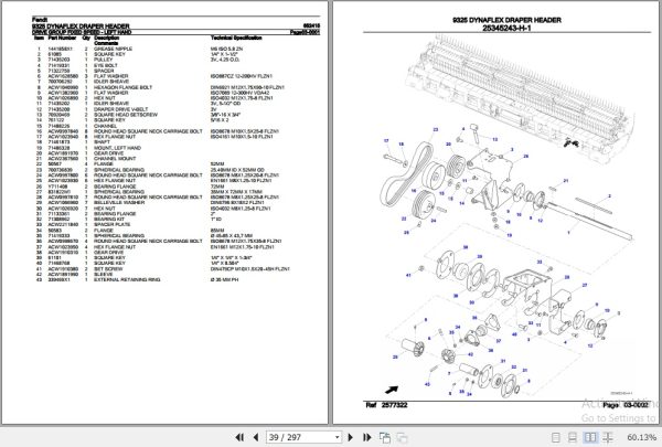 Fendt Harvesting Dynaflex Draper Header 9325 Parts Catalog 652415 10.2020 3