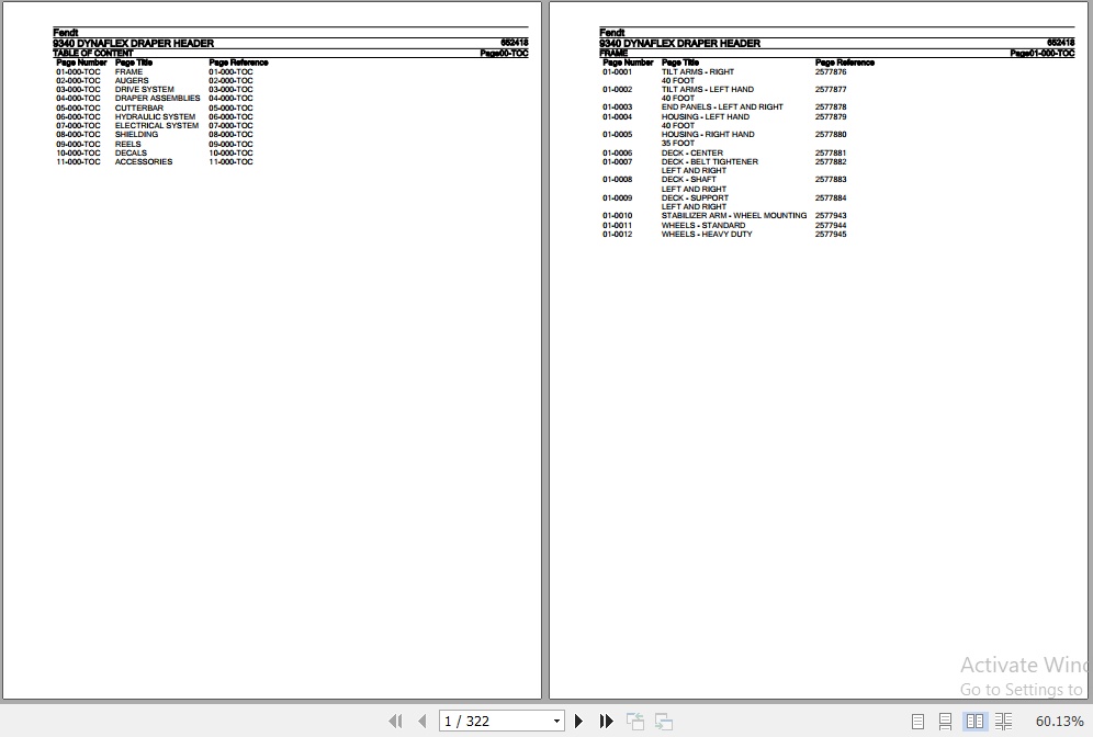 Fendt Harvesting Dynaflex Draper Header 9340 Parts Catalog 652418 10.2020 1