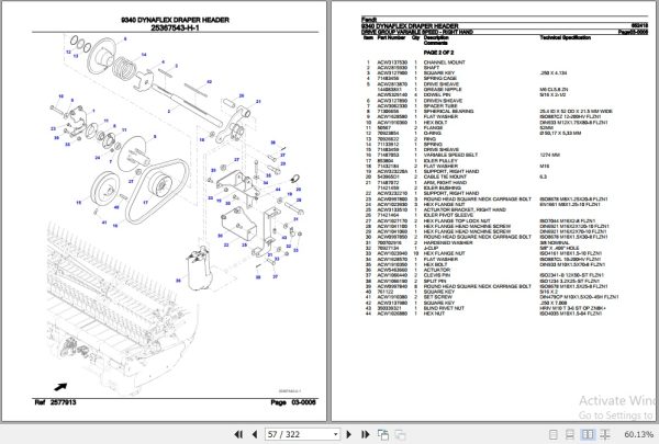 Fendt Harvesting Dynaflex Draper Header 9340 Parts Catalog 652418 10.2020 3