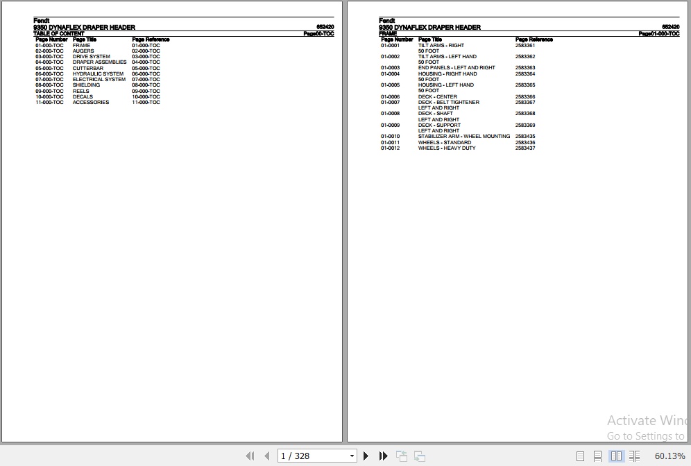 Fendt Harvesting Dynaflex Draper Header 9350 Parts Catalog 652420 10.2020 1