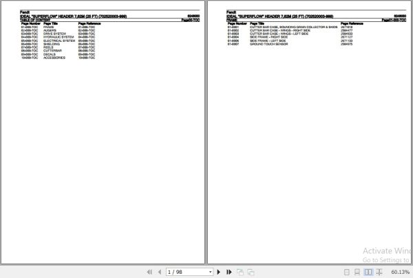 Fendt Harvesting Ideal Superflow Header 7.62M Parts Catalog 6246050 05.2020 1