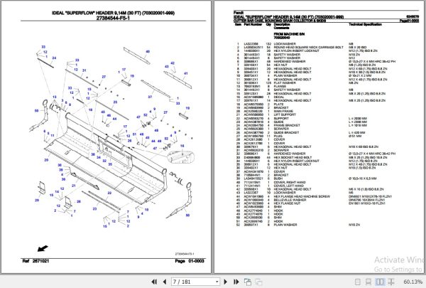 Fendt Harvesting Ideal Superflow Header 9.14M Parts Catalog 6246079 08.2020 2