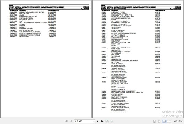 Fendt Harvesting Katana 65 S4 Parts Catalog F652000 10.2020 1