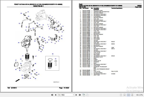 Fendt Harvesting Katana 65 S4 Parts Catalog F652000 10.2020 2
