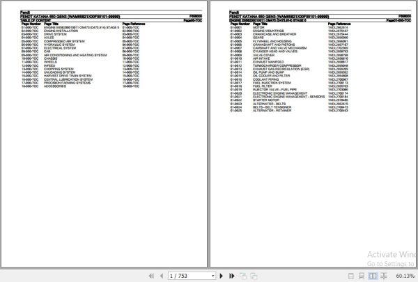 Fendt Harvesting Katana 650 GEN3 Parts Catalog F658000 10.2020 1