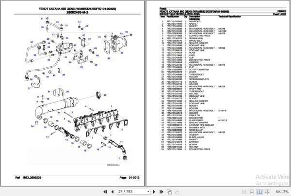 Fendt Harvesting Katana 650 GEN3 Parts Catalog F658000 10.2020 2