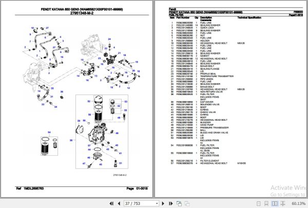 Fendt Harvesting Katana 650 GEN3 Parts Catalog F658000 10.2020 3