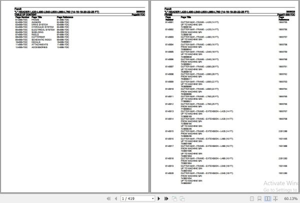 Fendt Harvesting L Header L420 L480 L540 L600 L660 L760 Parts Catalog 3906028 10.2020 1