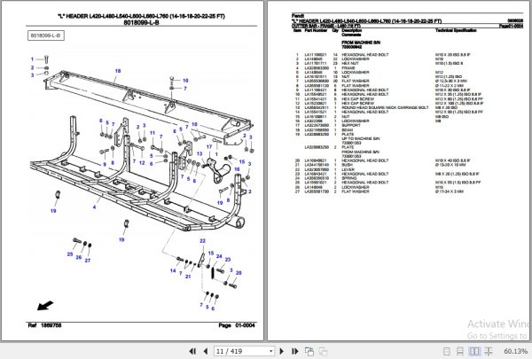Fendt Harvesting L Header L420 L480 L540 L600 L660 L760 Parts Catalog 3906028 10.2020 2