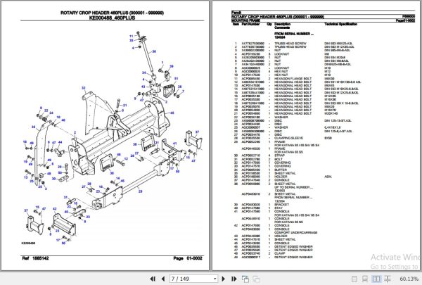 Fendt Harvesting Rotary Crop Header 460PLUS Parts Catalog F666000 08.2020 2