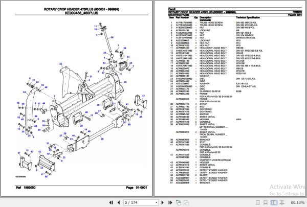 Fendt Harvesting Rotary Crop Header 475PLUS Parts Catalog F668000 08.2020 2