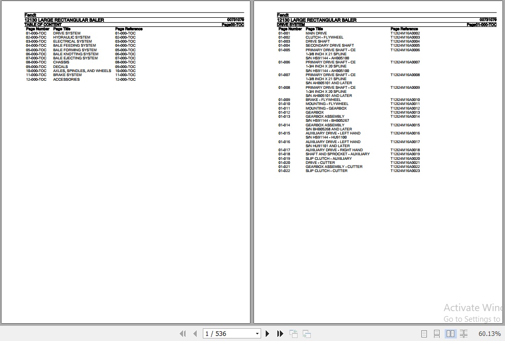 Fendt Large Rectangular Baler 12130 Parts Catalog 00731079 09.2012 1