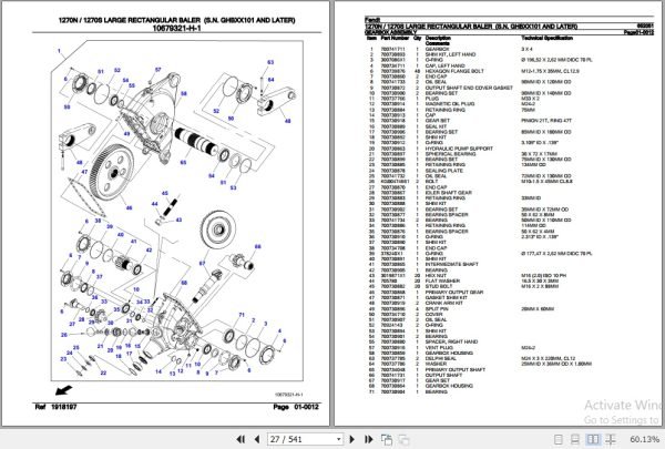 Fendt Large Rectangular Baler 1270N 1270S Parts Catalog 652051 08.2019 2