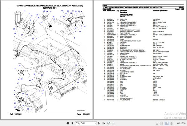 Fendt Large Rectangular Baler 1270N 1270S Parts Catalog 652051 08.2019 3