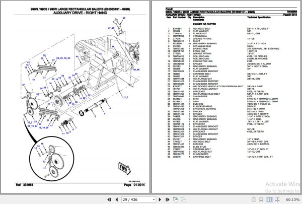 Fendt Large Rectangular Baler 990N 990S 990R Parts Catalog 79035998 07.2014 2