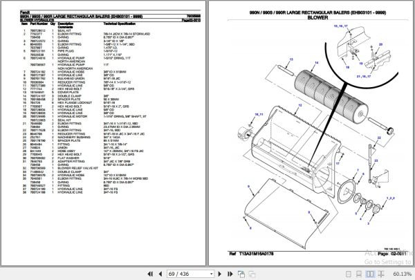 Fendt Large Rectangular Baler 990N 990S 990R Parts Catalog 79035998 07.2014 3