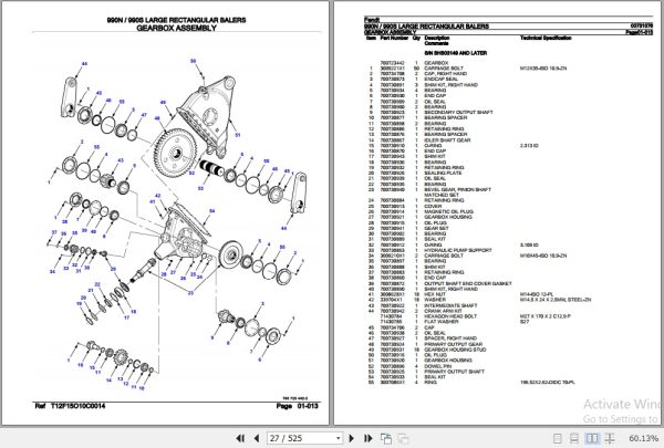 Fendt Large Rectangular Baler 990N 990S Parts Catalog 00731076 08.2012 2
